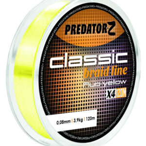 Плетений шнур Classic Braid 4X 120m 0.08mm 3.9kg жовтий Fluo