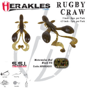 Силіконова приманка Grub Herakles Ruby Craw 3" 7.6cm Watermelon Black/red