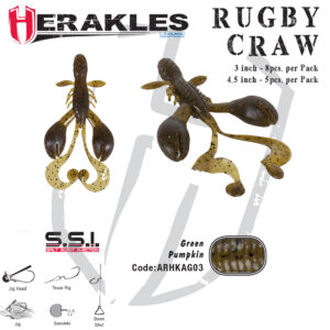 Силіконова приманка Grub Herakles Ruby Craw 3" 7.6cm Green Pumkin
