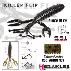 Силіконова приманка Herakles Killer Flip 4" 10cm Watermelon RED FLK