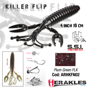 Силіконова приманка Herakles Killer Flip 4" 10cm Plum Green FLK