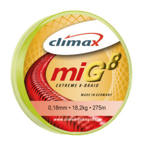 Плетений шнур Climax MIG8 Fluo Yellow 135m 0.60mm 57kg