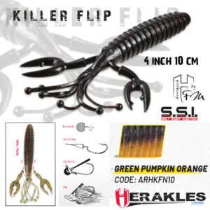 Силіконова приманка Herakles Killer Flip 4" 10cm Green Pumpkin Orange
