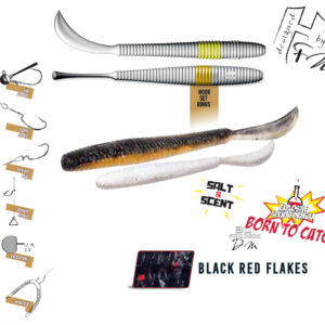 Силіконова приманка Herakles Leftail Worm 3.4" 8.6cm Black Red Flakes