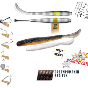 Силіконова приманка Herakles Leftail Worm 4.8" 12cm Greenpumkin Red Flakes