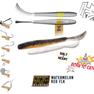 Силіконова приманка Herakles Leftail Worm 4.8" 12cm Watermelon Red Flakes