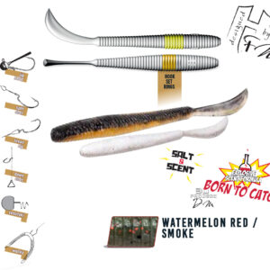 Силіконова приманка Herakles Leftail Worm 4.8" 12cm Watermelon Red Smoke