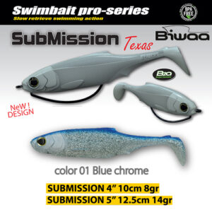 Силіконова приманка Biwaa Submission 5" 13cm 01 Blue Chrome